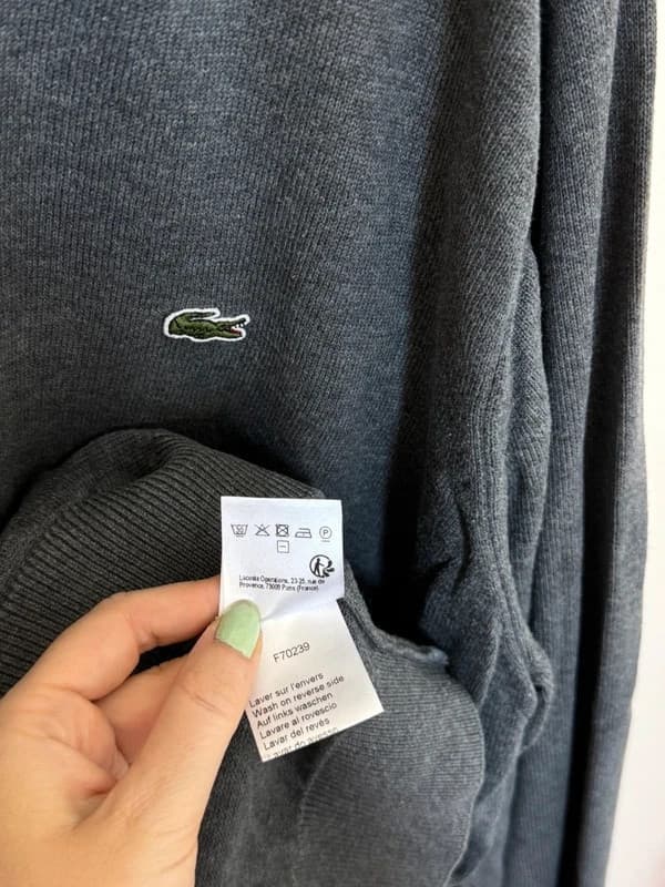Pull col V Lacoste gris anthracite taille 7/XXL - FP260777 - Photo 6/8