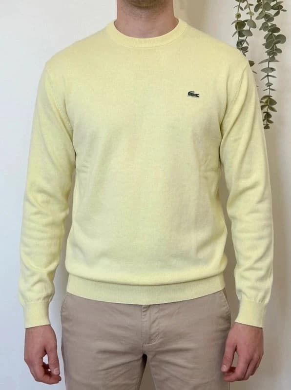 Pull col rond Lacoste jaune pastel taille 5/L - FP260771 - Photo 1/9