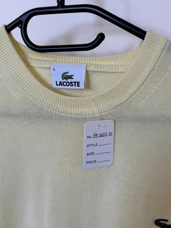Pull col rond Lacoste jaune pastel taille 5/L - FP260771 - Photo 3/9