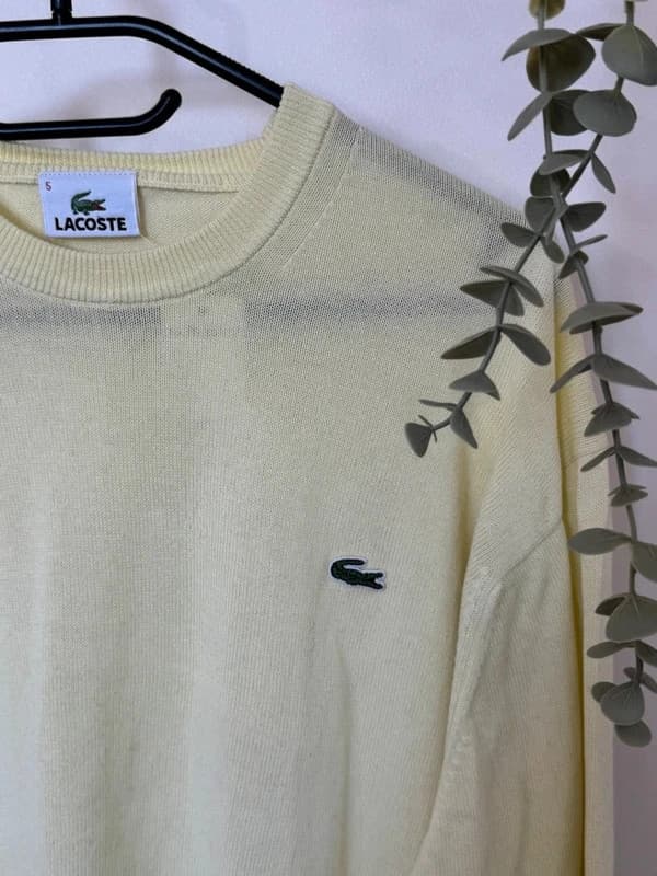 Pull col rond Lacoste jaune pastel taille 5/L - FP260771 - Photo 4/9