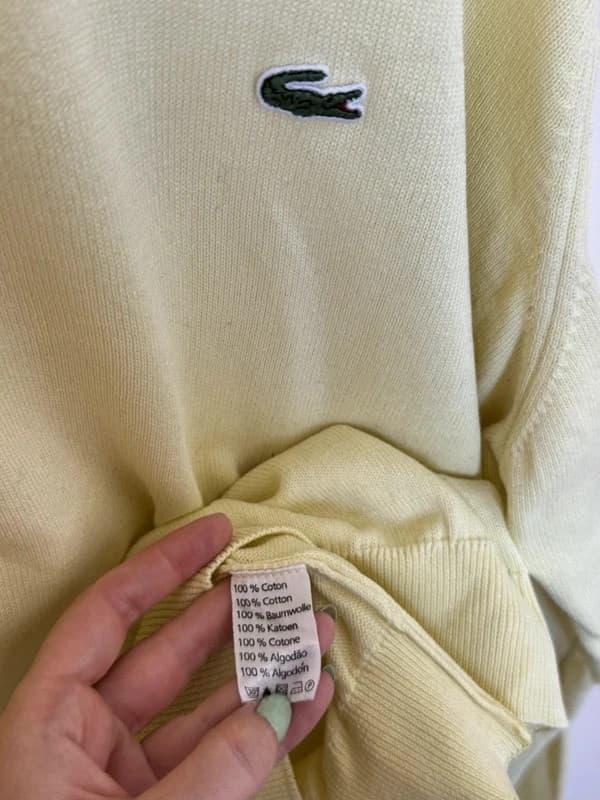 Pull col rond Lacoste jaune pastel taille 5/L - FP260771 - Photo 6/9