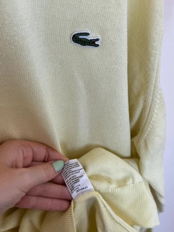 Pull col rond Lacoste jaune pastel taille 5/L - FP260771 - Photo 7/9