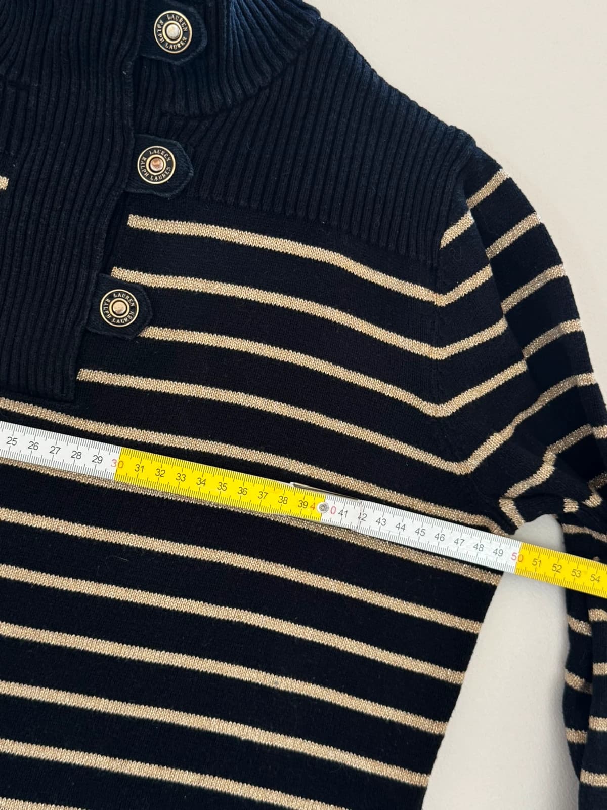 Pull col montant rayé Lauren Ralph Lauren noir doré taille L - FP260773 - Photo 7/8