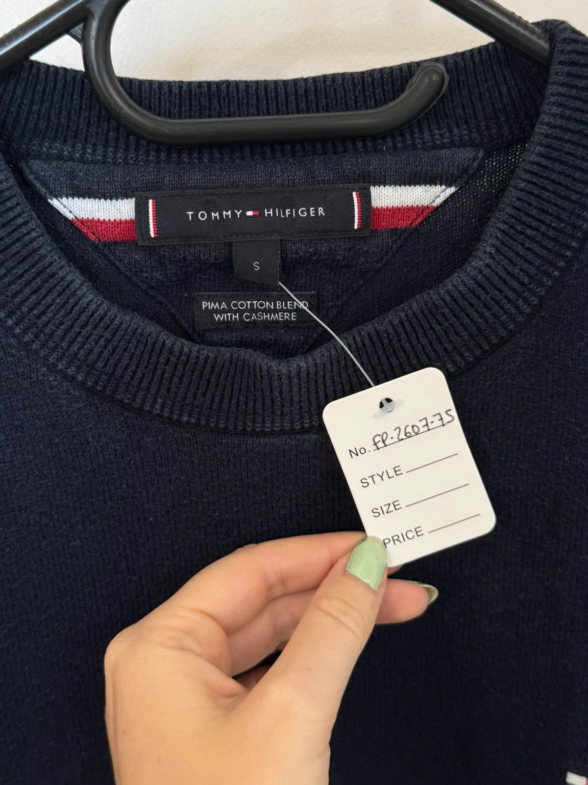 Pull col rond Tommy Hilfiger Pima coton cachemire bleu marine taille S - FP260775 - Photo 3/9