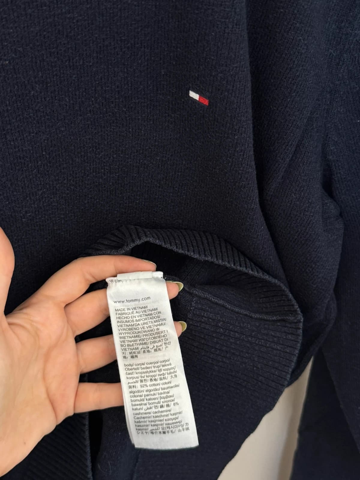Pull col rond Tommy Hilfiger Pima coton cachemire bleu marine taille S - FP260775 - Photo 6/9