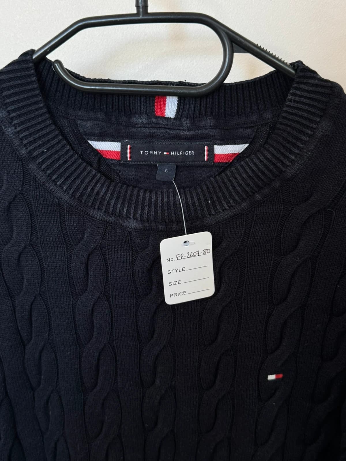 Pull torsadé Tommy Hilfiger coton bleu marine foncé taille S - FP260780 - Photo 3/8
