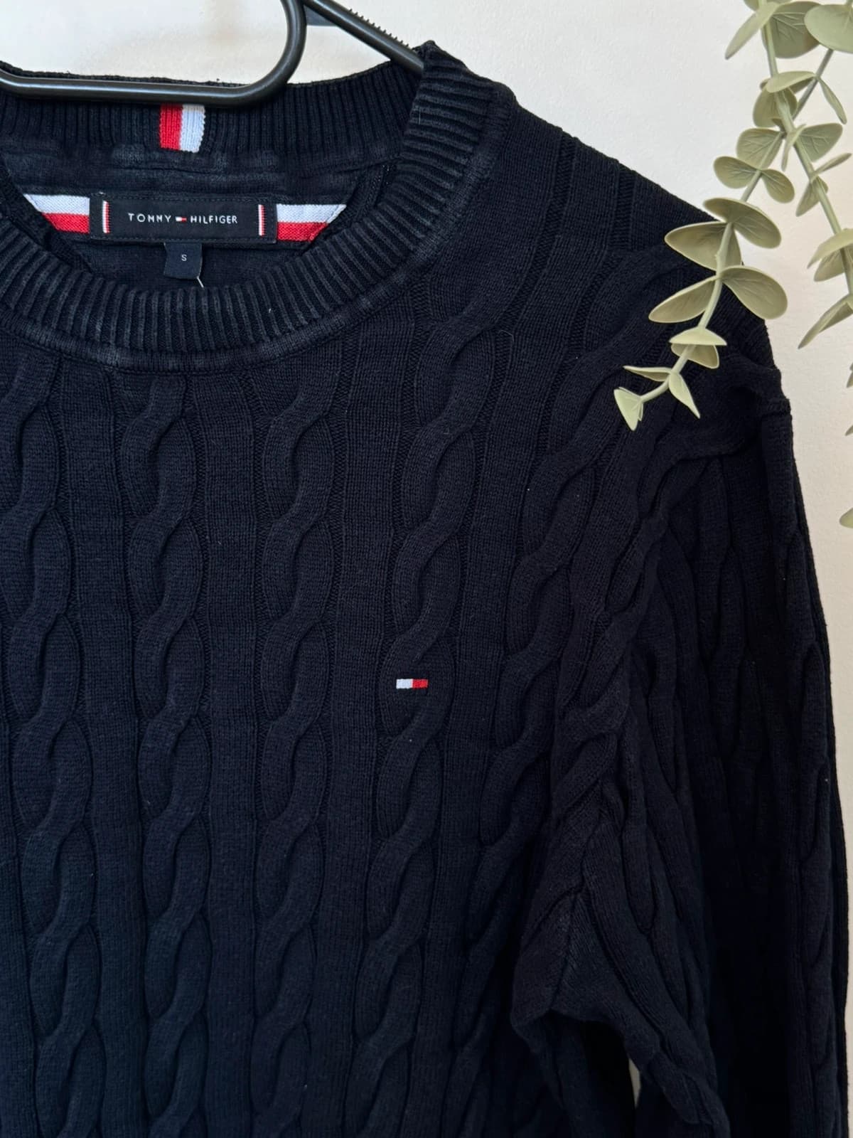 Pull torsadé Tommy Hilfiger coton bleu marine foncé taille S - FP260780 - Photo 4/8