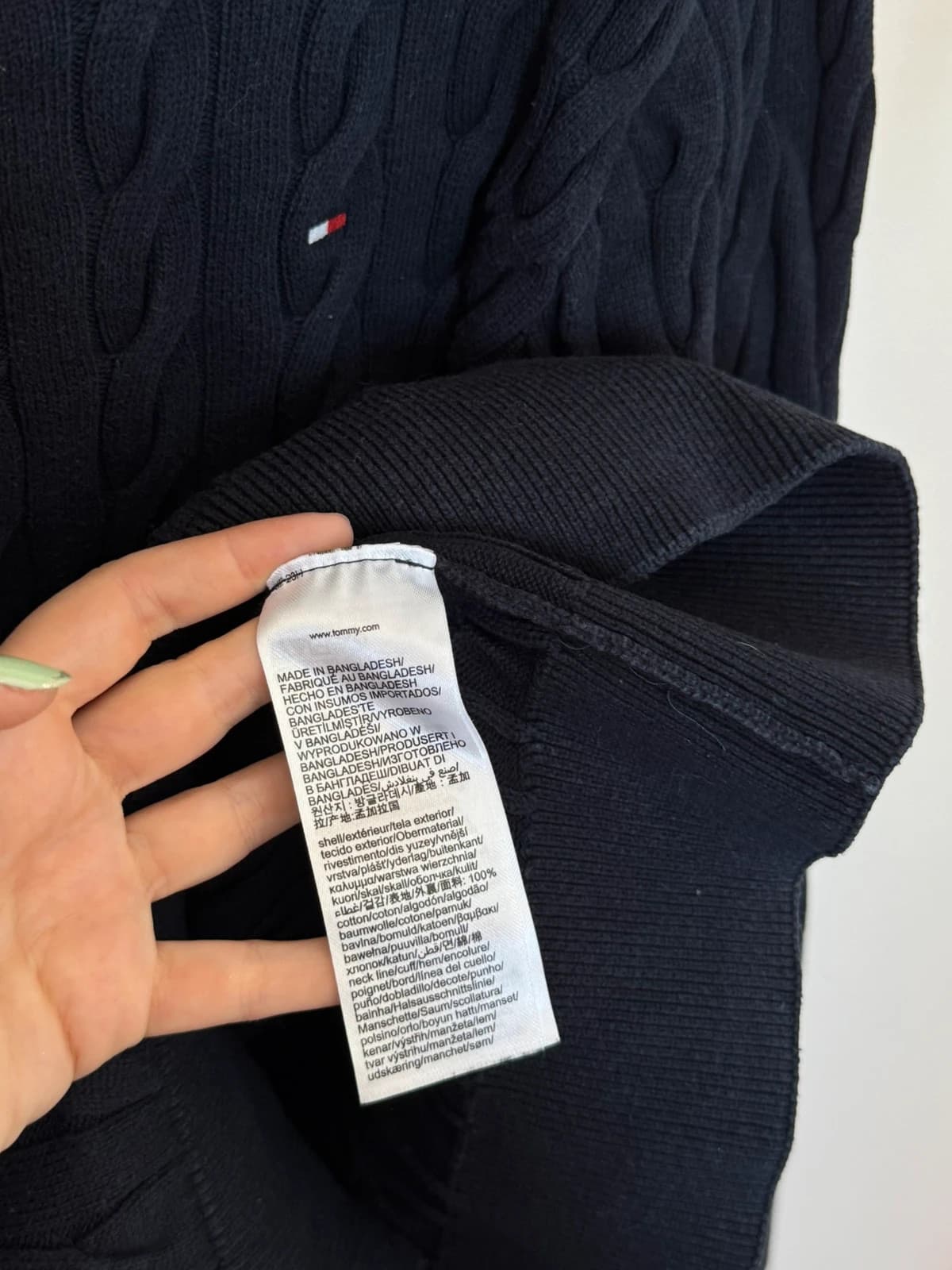 Pull torsadé Tommy Hilfiger coton bleu marine foncé taille S - FP260780 - Photo 5/8