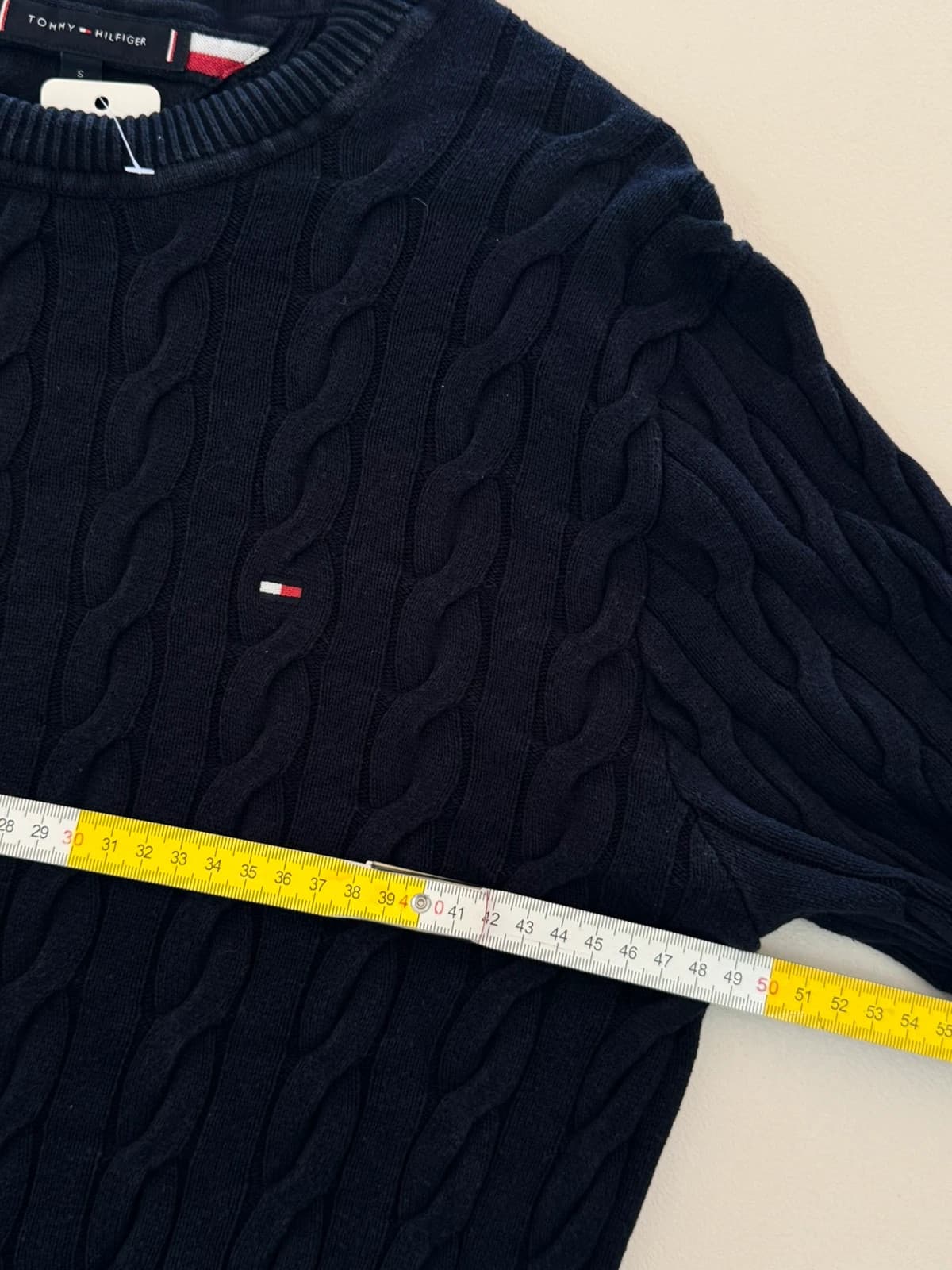 Pull torsadé Tommy Hilfiger coton bleu marine foncé taille S - FP260780 - Photo 7/8