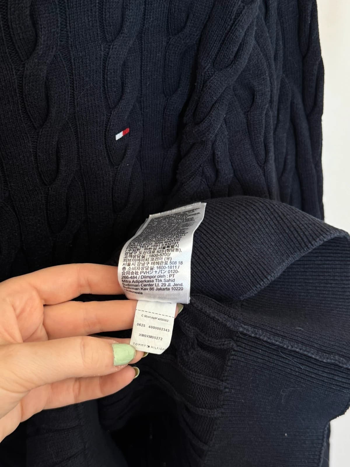 Pull torsadé Tommy Hilfiger coton bleu marine foncé taille S - FP260780 - Photo 6/8