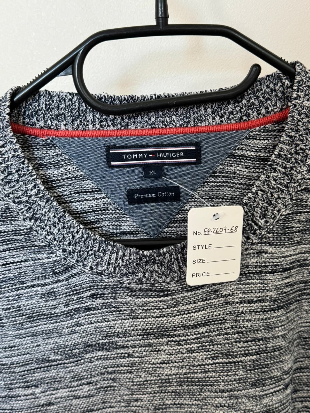 Pull col rond Tommy Hilfiger Premium Cotton gris bleu chiné taille XL - FP260768 - Photo 3/9