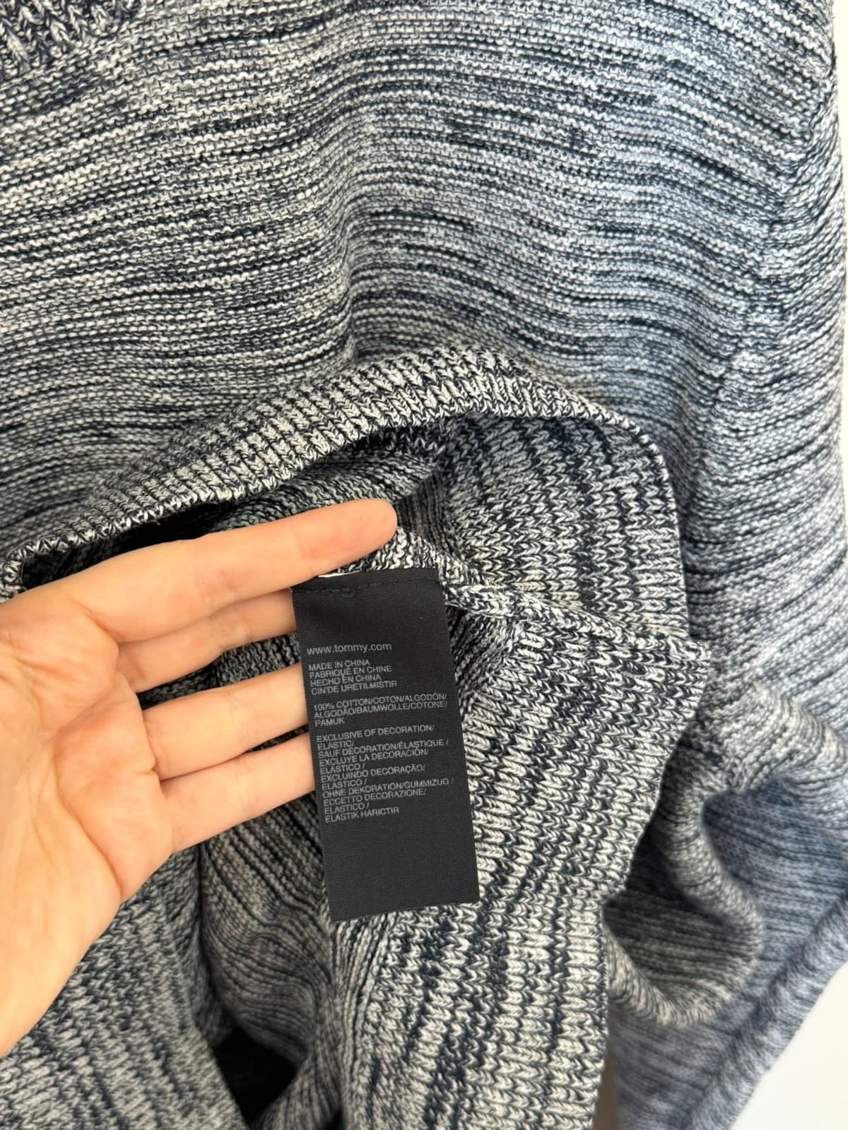 Pull col rond Tommy Hilfiger Premium Cotton gris bleu chiné taille XL - FP260768 - Photo 6/9