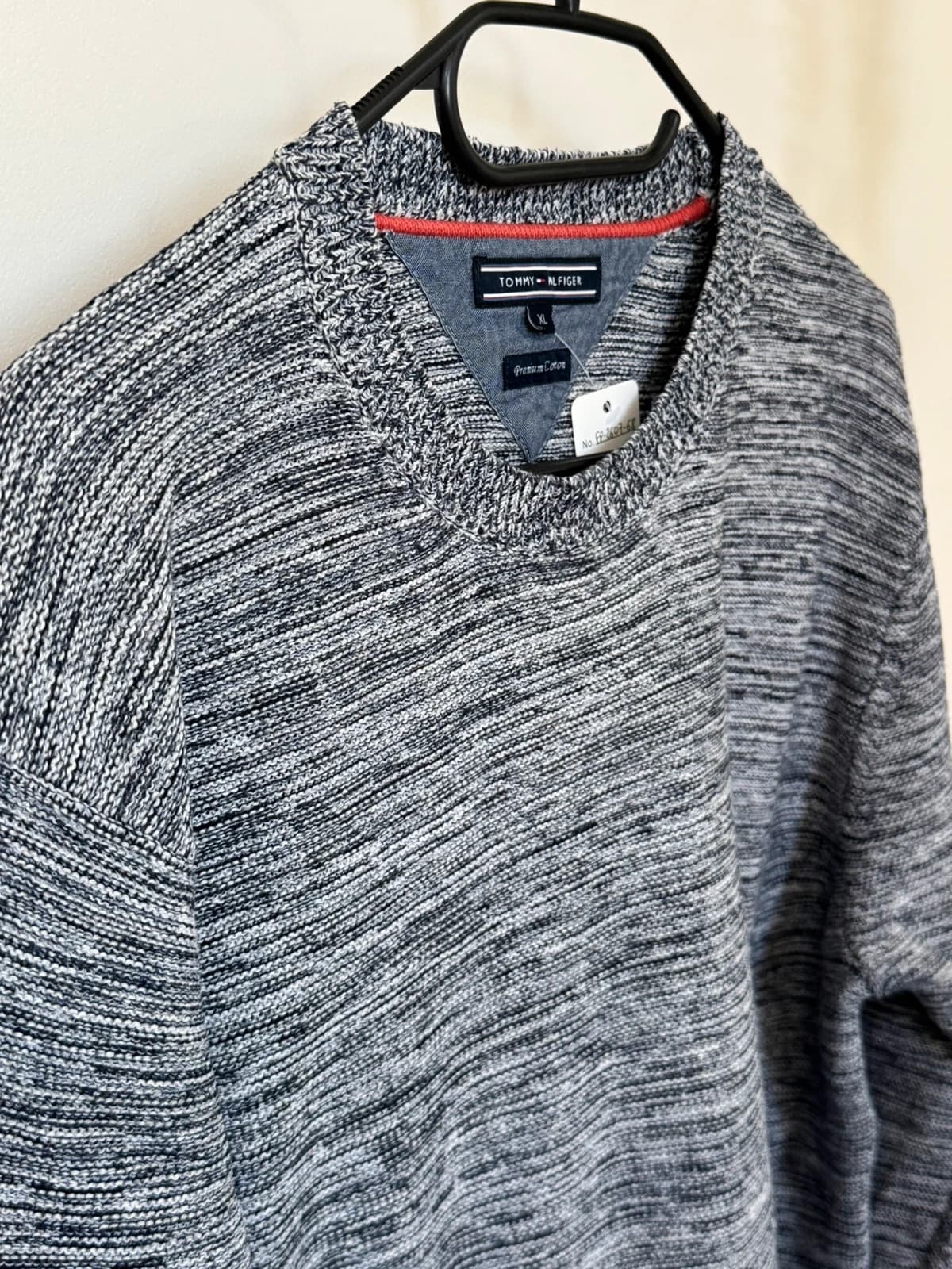 Pull col rond Tommy Hilfiger Premium Cotton gris bleu chiné taille XL - FP260768 - Photo 5/9