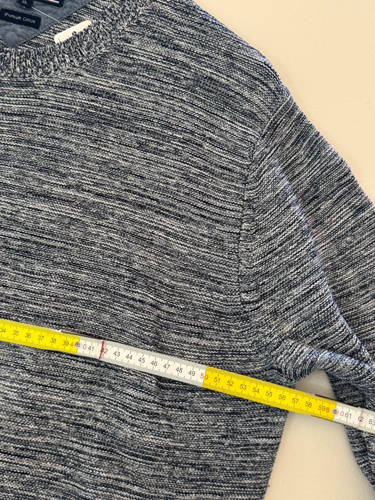 Pull col rond Tommy Hilfiger Premium Cotton gris bleu chiné taille XL - FP260768 - Photo 8/9