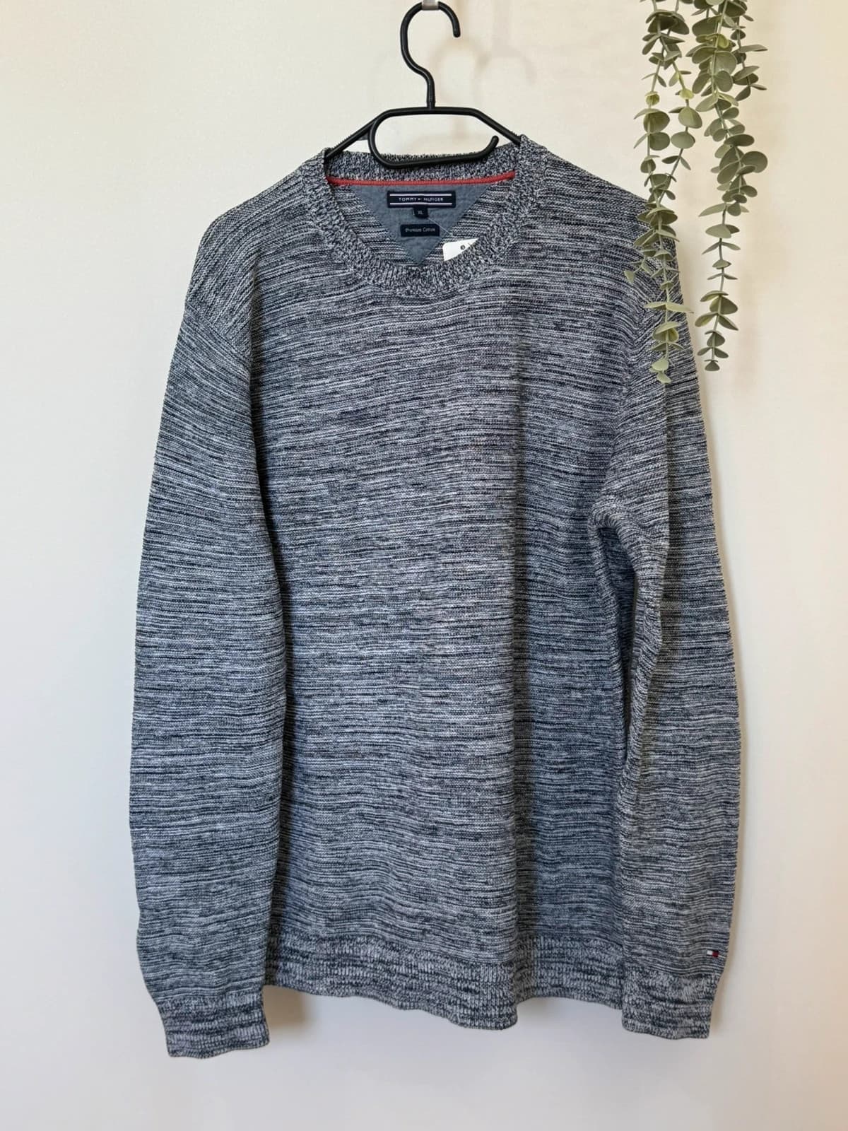 Pull col rond Tommy Hilfiger Premium Cotton gris bleu chiné taille XL - FP260768 - Photo 2/9