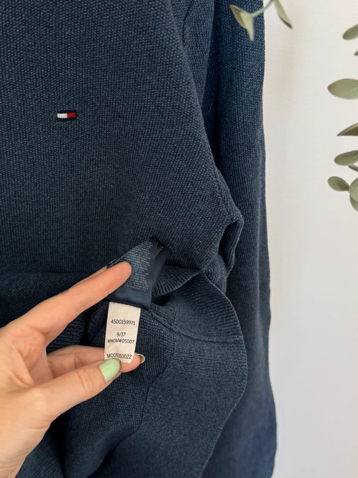 V formos apykaklės megztinis Tommy Hilfiger Premium Cotton mėlynas, dydis S - FP260769 – nuotrauka 7/9