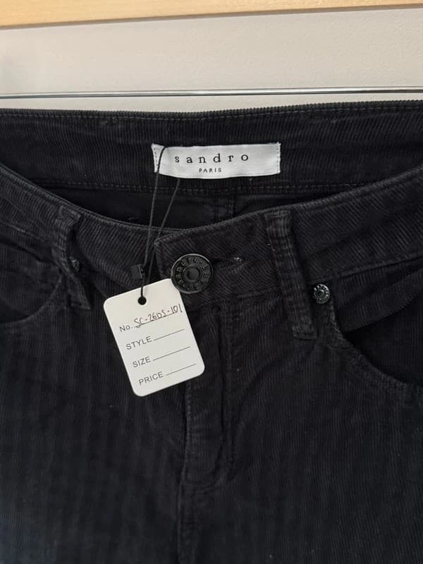 Pantalon slim Sandro velours côtelé noir à rayures taille 36 - SC2605101 - Photo 3/8