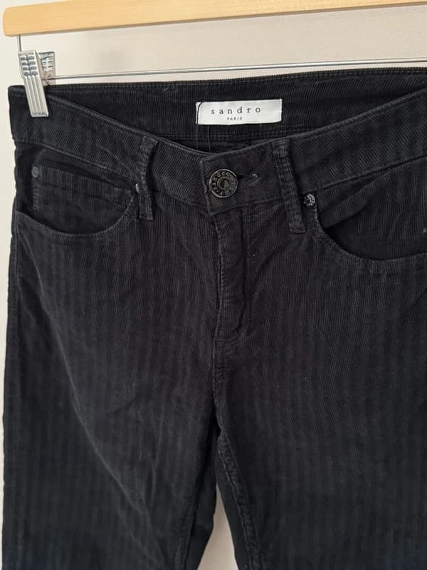 Pantalon slim Sandro velours côtelé noir à rayures taille 36 - SC2605101 - Photo 4/8