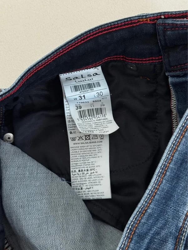 Jeans slim Salsa Push In Secret Glamour azul desbotado tamanho W31 L30 - Foto 3/12