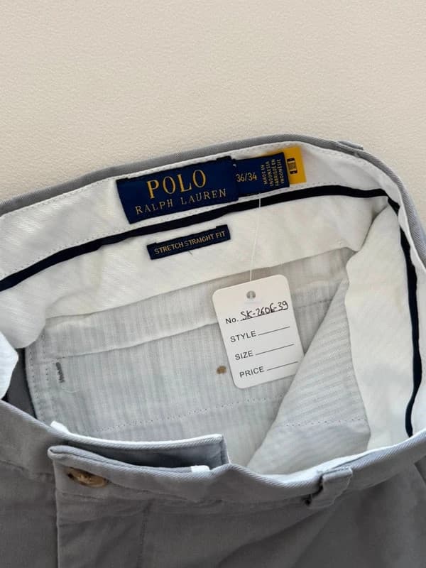 Chino kelnės Stretch Straight Fit Polo Ralph Lauren pilkos, dydis W36 L34, QR kodas - SK260539 – nuotrauka 3/11