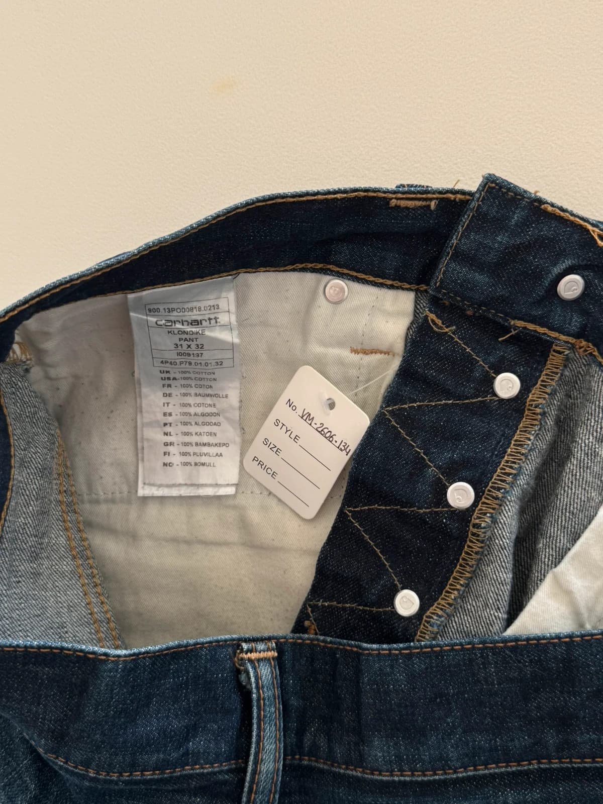 Carhartt WIP Klondike Pant džinsai nepraustos mėlynos spalvos, dydis W31 L32 - VM2606134 – nuotrauka 3/9