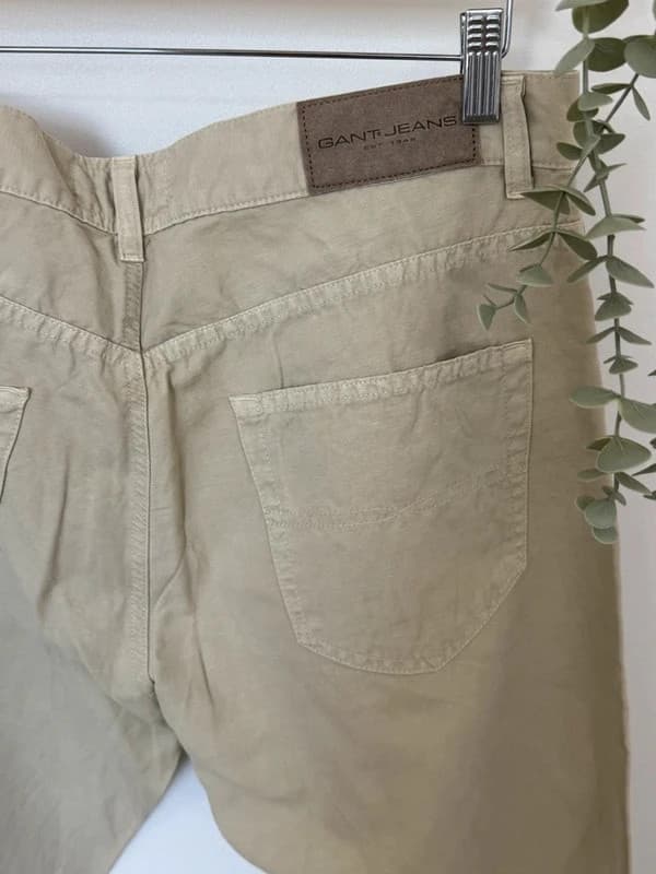 Pantalón Gant beige lino algodón talla W36 L34 - Foto 9/11