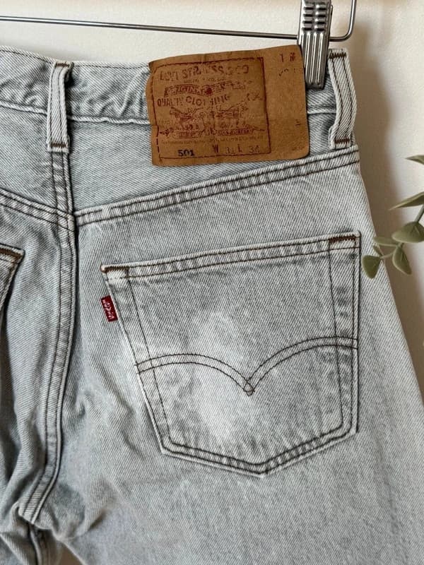 Levi’s 501 vintažiniai džinsai šviesiai pilki W31 L34 Pagaminta JAV - SC2605104 – nuotrauka 8/11