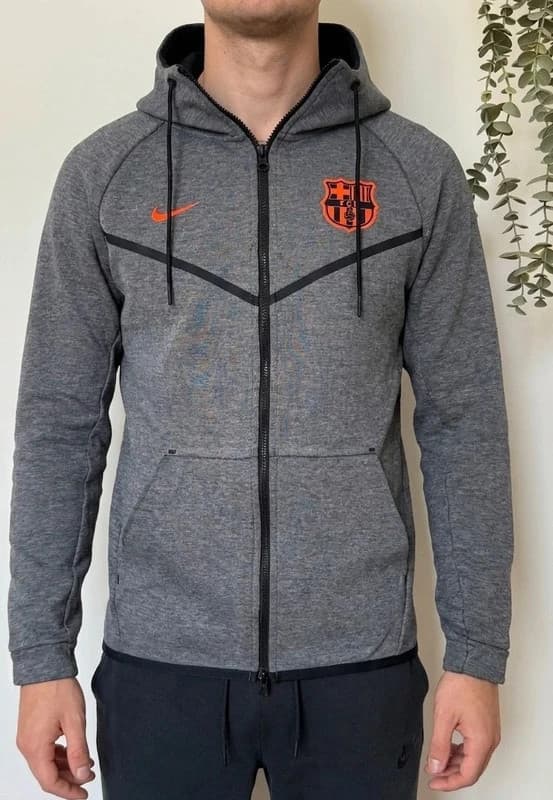 Nike Tech FC Barcelona užtrauktukinis džemperis pilkas margas oranžinis dydis S - VG260526 – nuotrauka 1/12