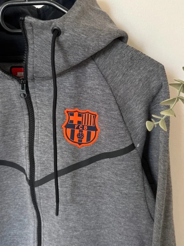 Nike Tech FC Barcelona užtrauktukinis džemperis pilkas margas oranžinis dydis S - VG260526 – nuotrauka 4/12