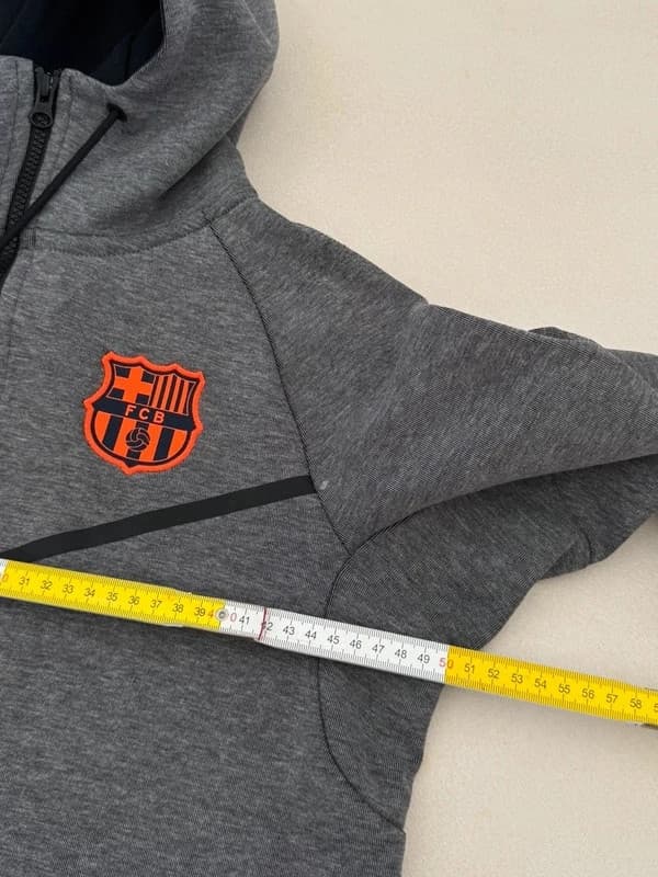Nike Tech FC Barcelona užtrauktukinis džemperis pilkas margas oranžinis dydis S - VG260526 – nuotrauka 11/12