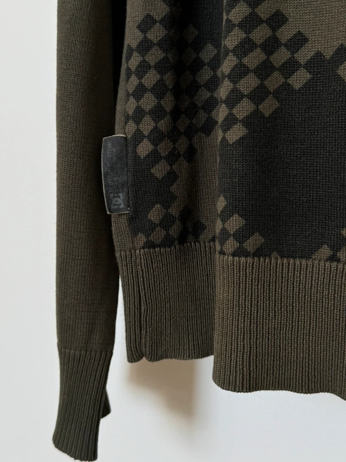 Pull maille raglan DC Shoes motif argyle kaki noir taille S/M - SC260594 - Photo 5/9