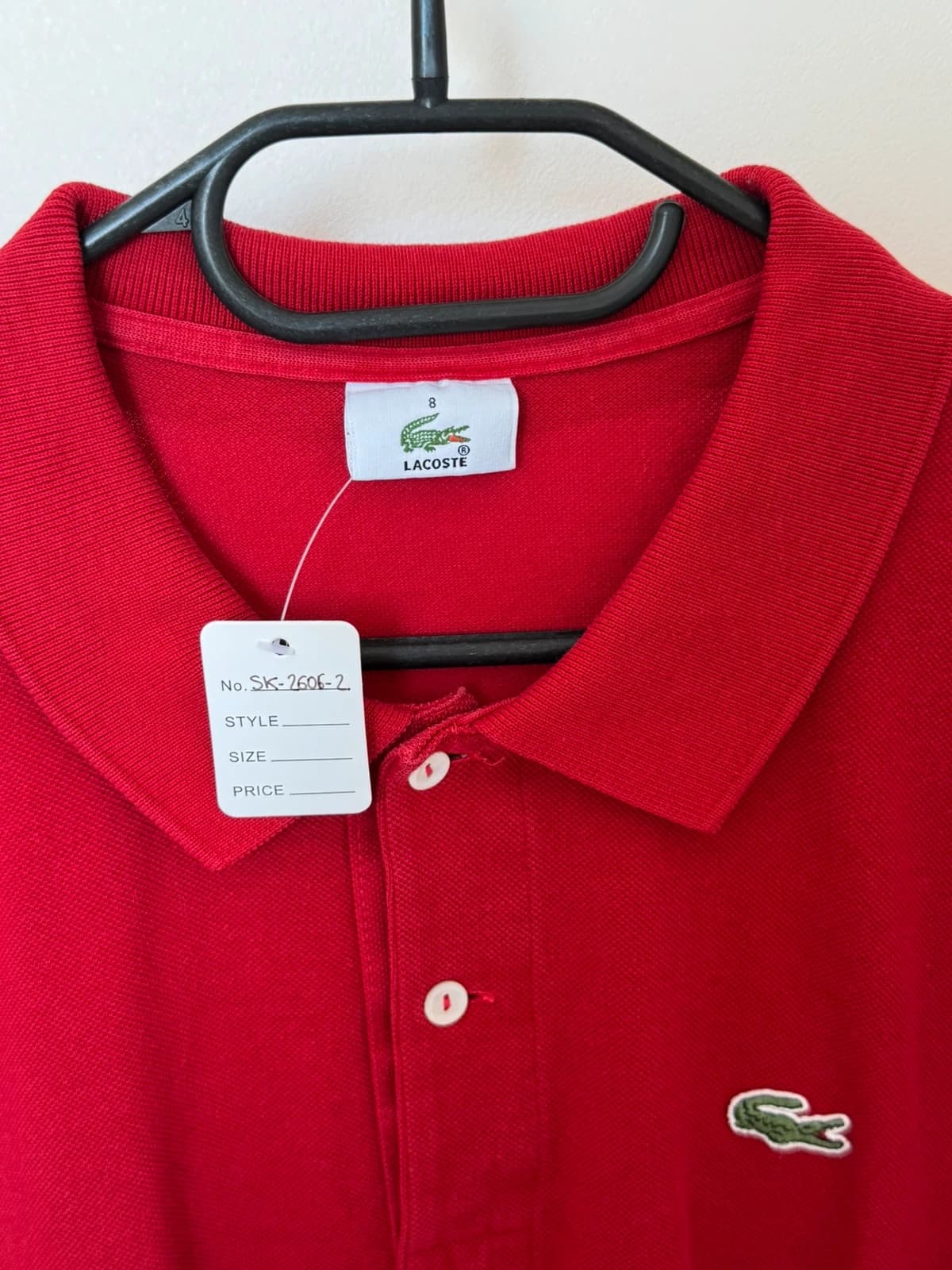 Lacoste raudonas ilgomis rankovėmis piqué polo marškinėliai dydis 8/3XL - SK26062 – nuotrauka 3/9