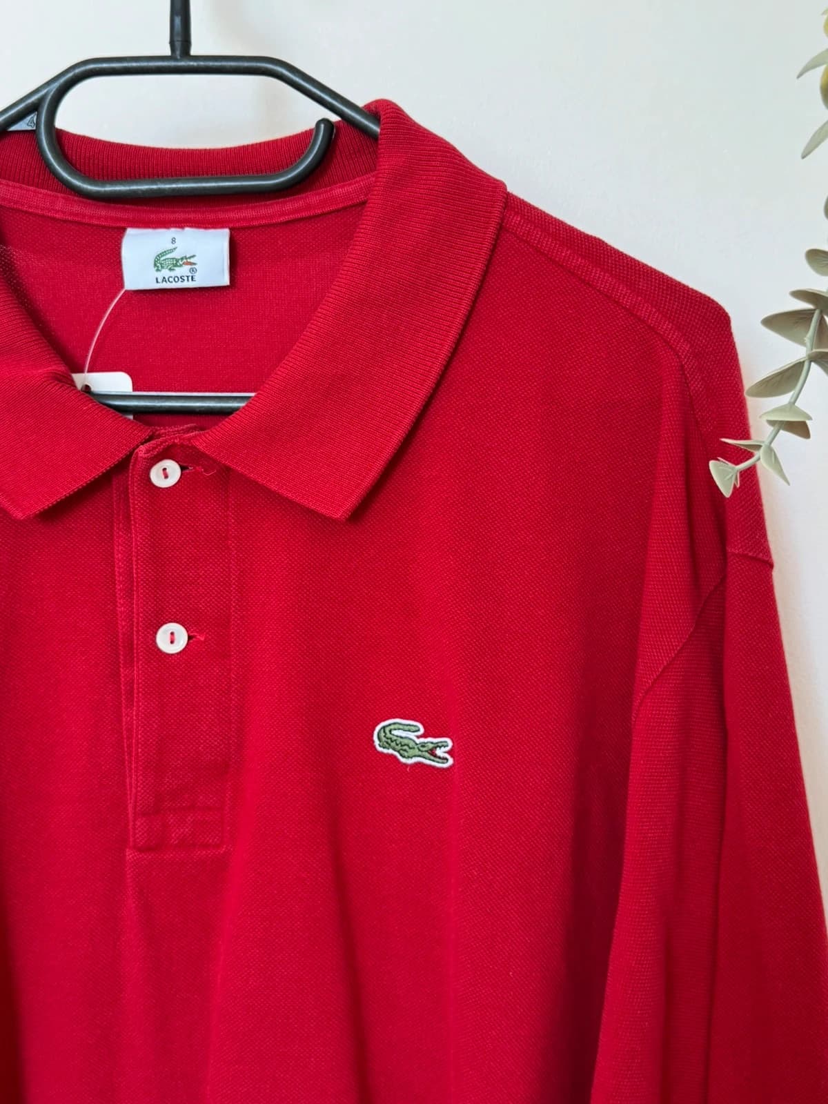 Lacoste raudonas ilgomis rankovėmis piqué polo marškinėliai dydis 8/3XL - SK26062 – nuotrauka 4/9