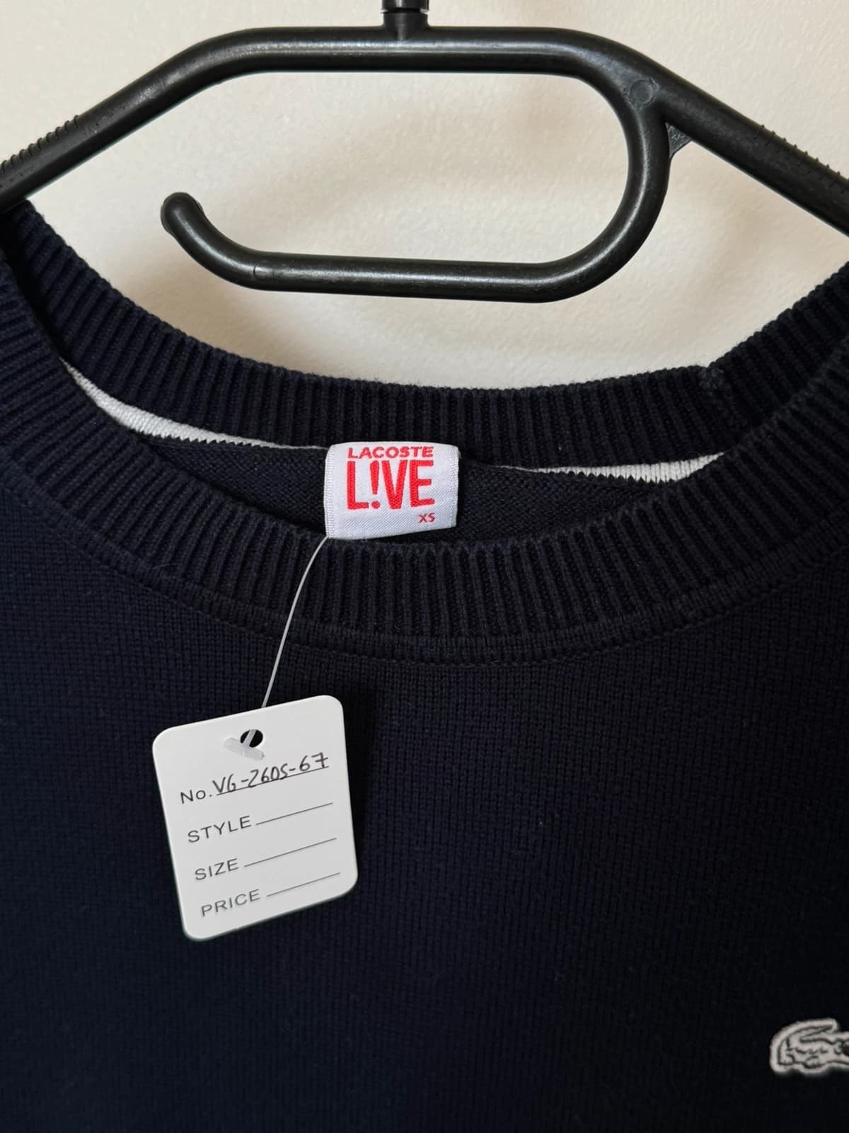 Pull Lacoste L!VE bleu marine logo blanc coton taille XS - VG260567 - Photo 3/9