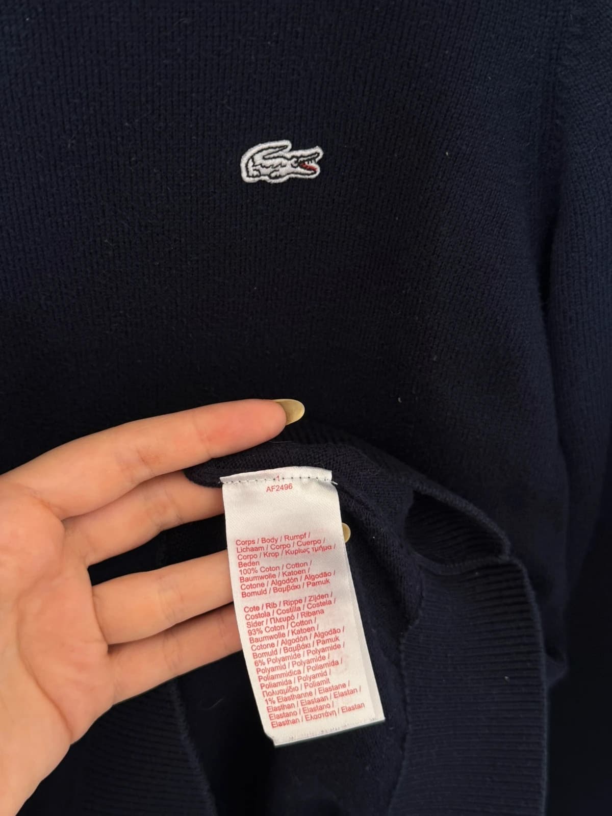 Pull Lacoste L!VE bleu marine logo blanc coton taille XS - VG260567 - Photo 6/9