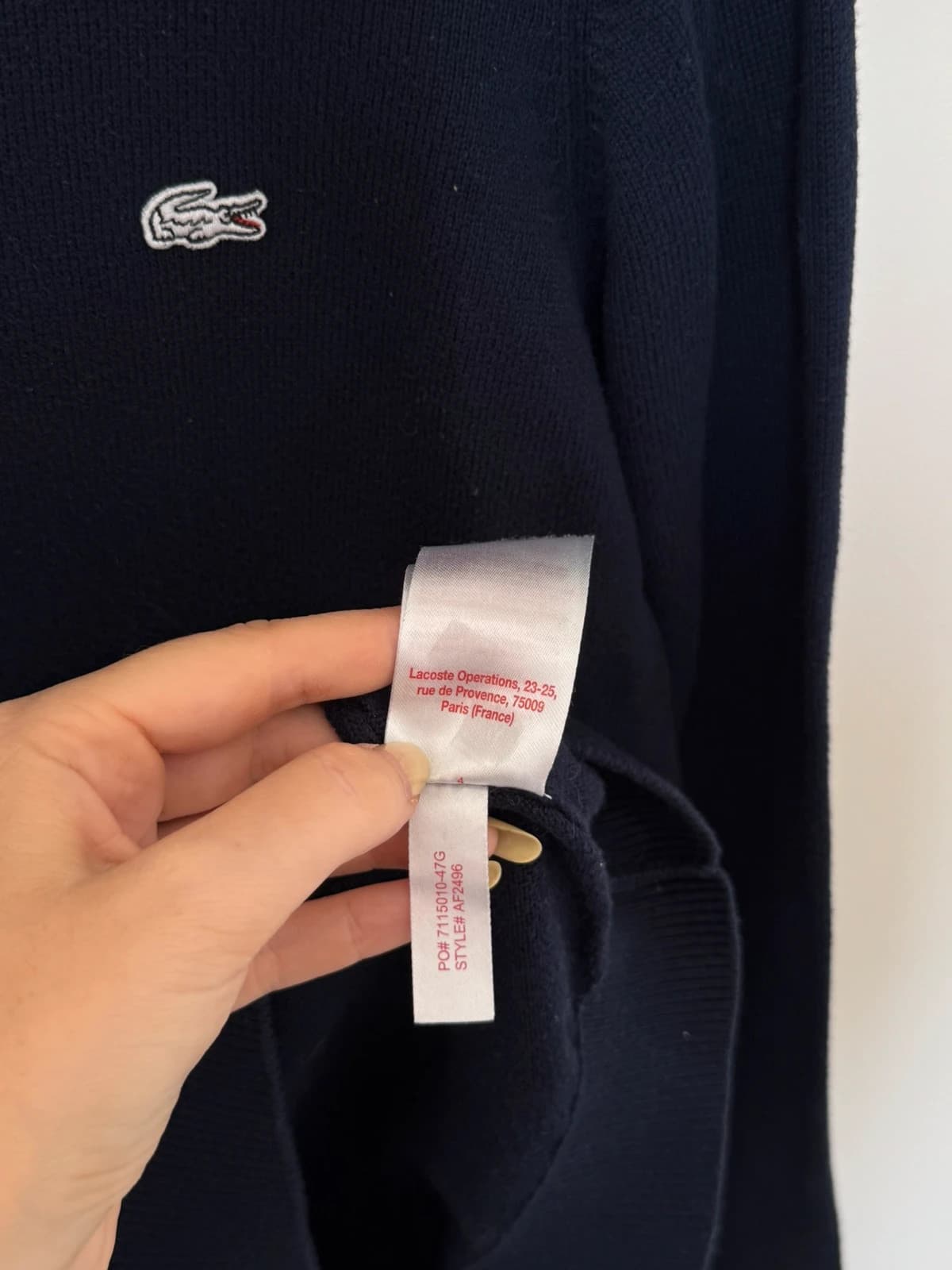 Pull Lacoste L!VE bleu marine logo blanc coton taille XS - VG260567 - Photo 7/9