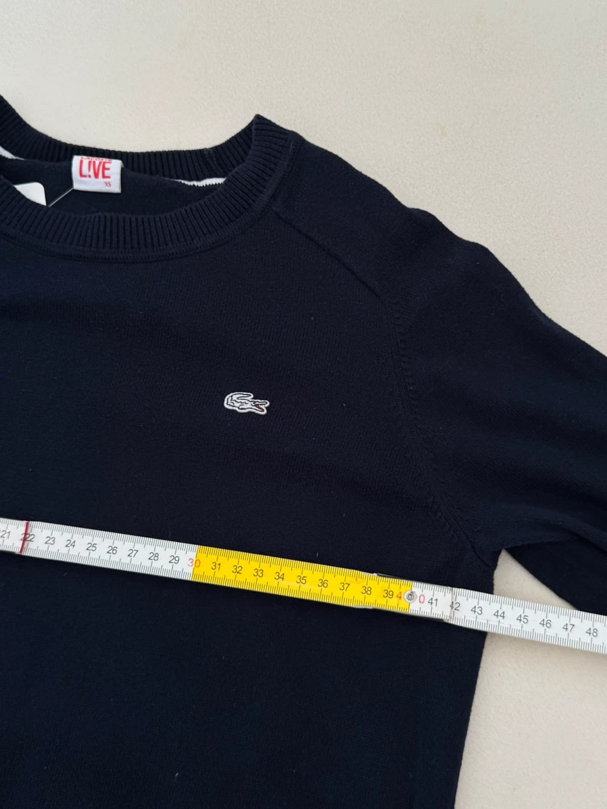 Pull Lacoste L!VE bleu marine logo blanc coton taille XS - VG260567 - Photo 8/9