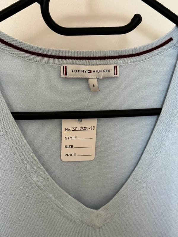 Pull col V Tommy Hilfiger bleu ciel taille S - SC260593 - Photo 3/9