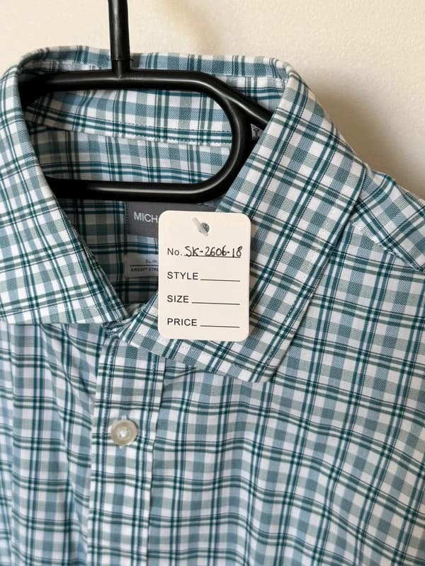 Πουκάμισο slim fit Michael Kors με καρό, μπλε πράσινο, μέγεθος M - SK260618 - Φωτογραφία 3/10