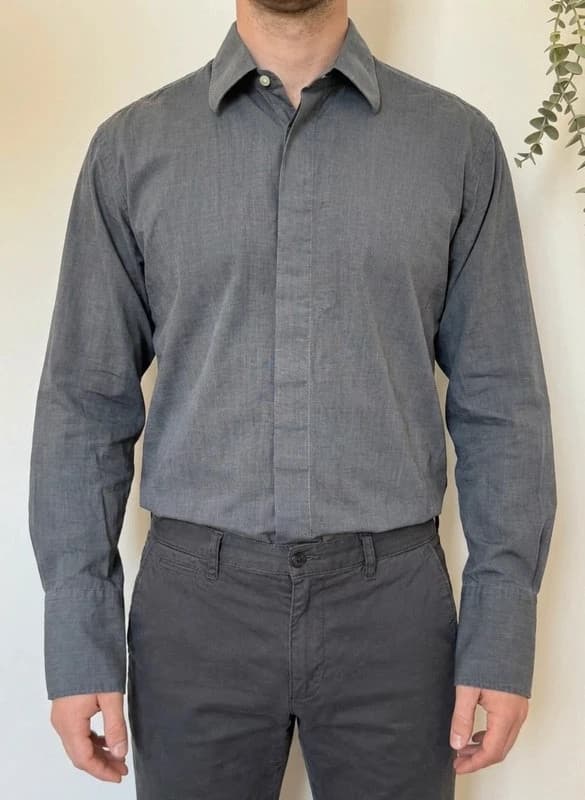 Cacharel antracito pilki marškiniai smulkiais dryžiais, dydis 40/L-XL - VG260551 – nuotrauka 1/10