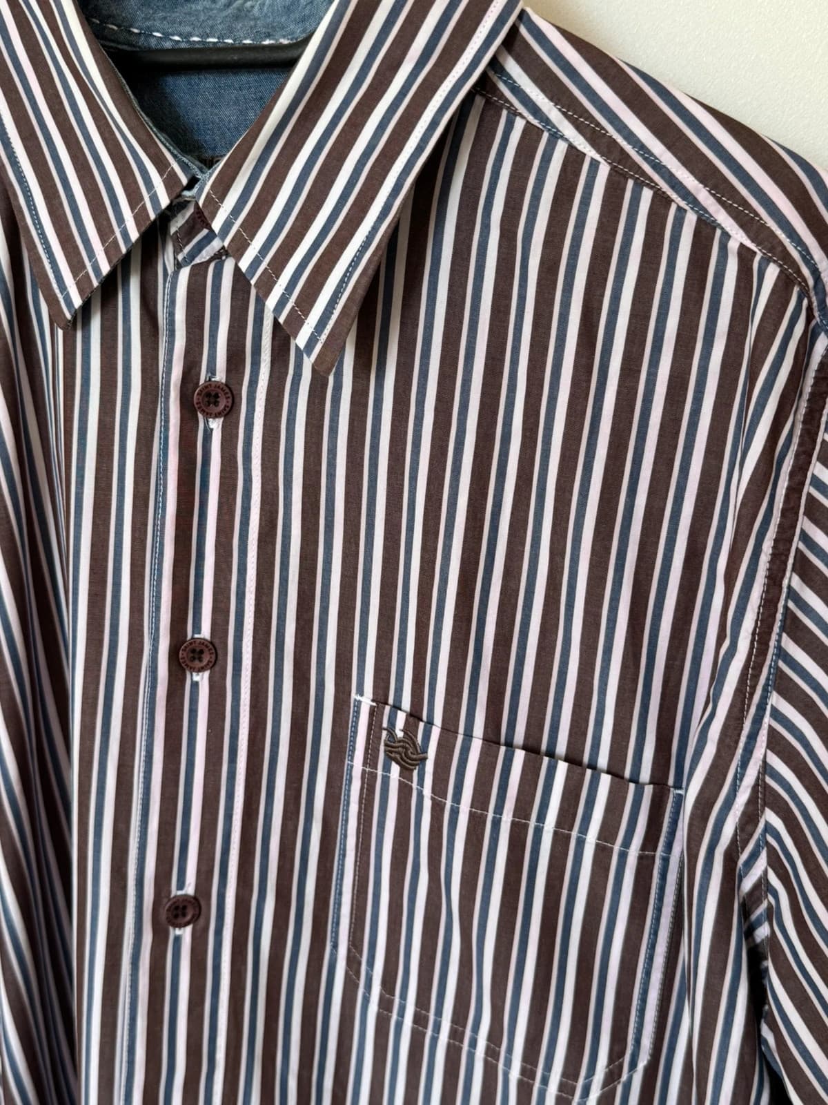 Chemise Saint James rayée marron bleu blanc taille 43/L - VG260559 - Photo 4/8