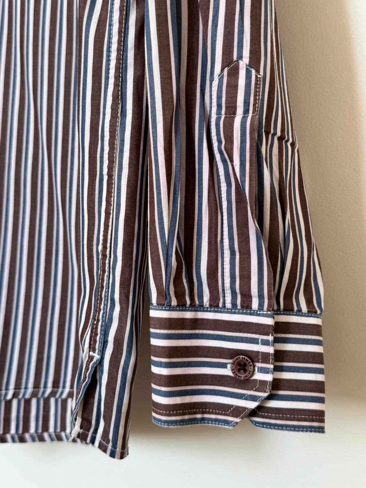 Chemise Saint James rayée marron bleu blanc taille 43/L - VG260559 - Photo 5/8