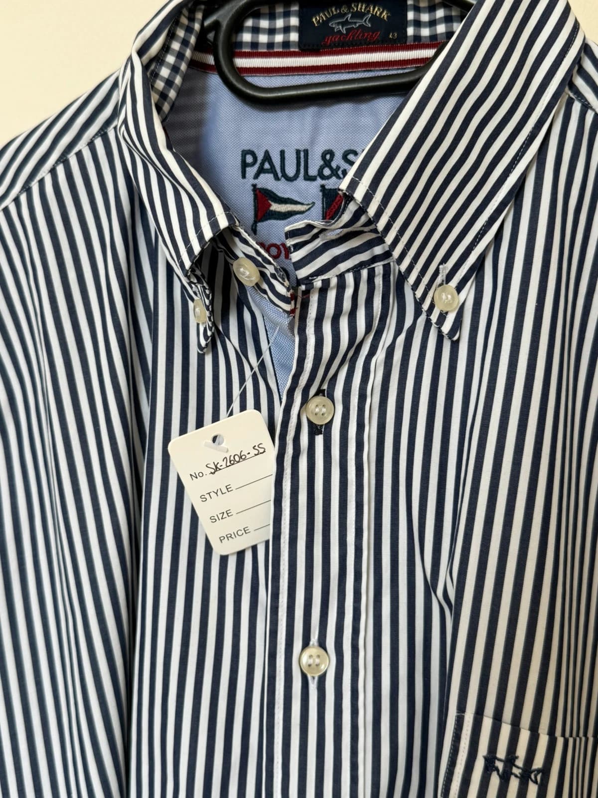 חולצת Paul & Shark Yachting מפוספסת כחול לבן, מידה 43/XL - SK260655 - תמונה 3/9