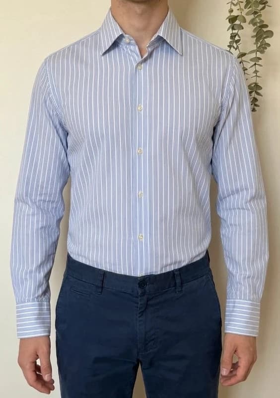 シャツ regular fit BOSS ストライプ ブルー ホワイト サイズ 16/L - SK260612 - 写真 1/9