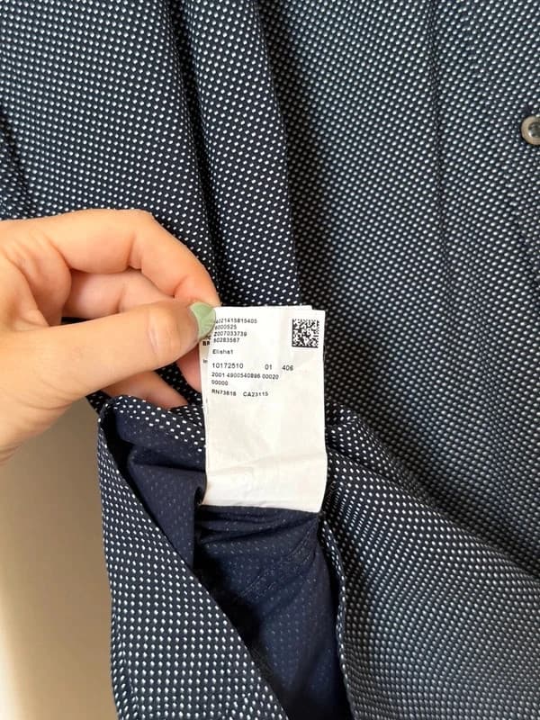 Marškiniai HUGO Slim Fit tamsiai mėlyni, smulkus baltas raštas, dydis XL - SK260654 – nuotrauka 8/11