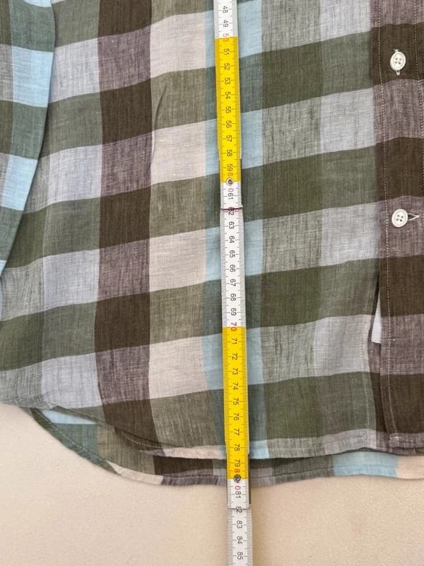 Kemeja regular Eden Park 100 % linen berkotak khaki biru saiz XL - SC260597 - Foto 11/11