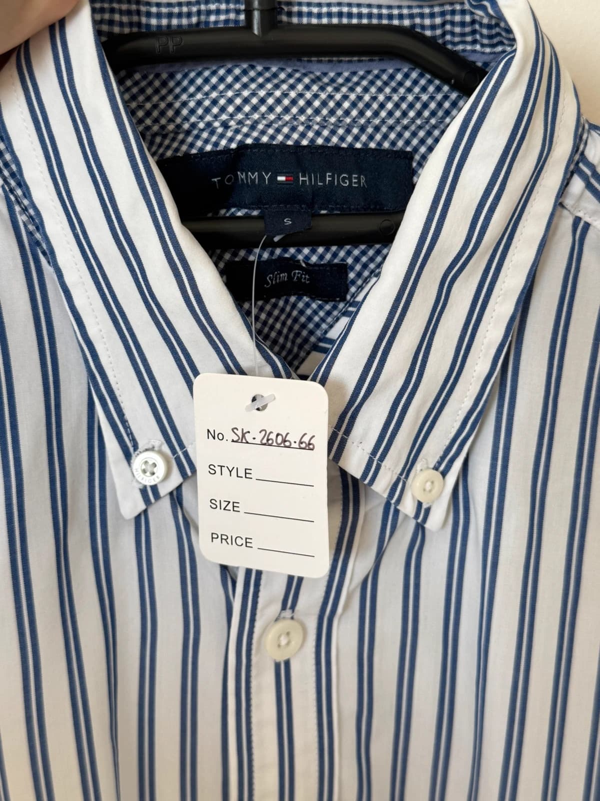 Camicia slim fit Tommy Hilfiger a righe bianco blu taglia S - SK260666 - Foto 3/9