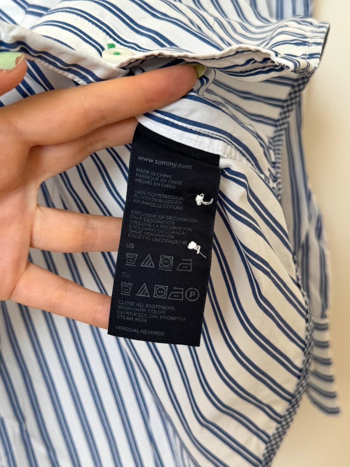 Camicia slim fit Tommy Hilfiger a righe bianco blu taglia S - SK260666 - Foto 6/9