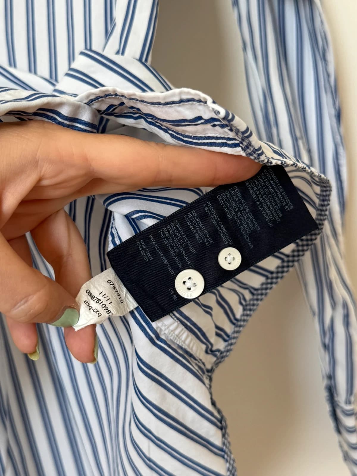 Camicia slim fit Tommy Hilfiger a righe bianco blu taglia S - SK260666 - Foto 7/9