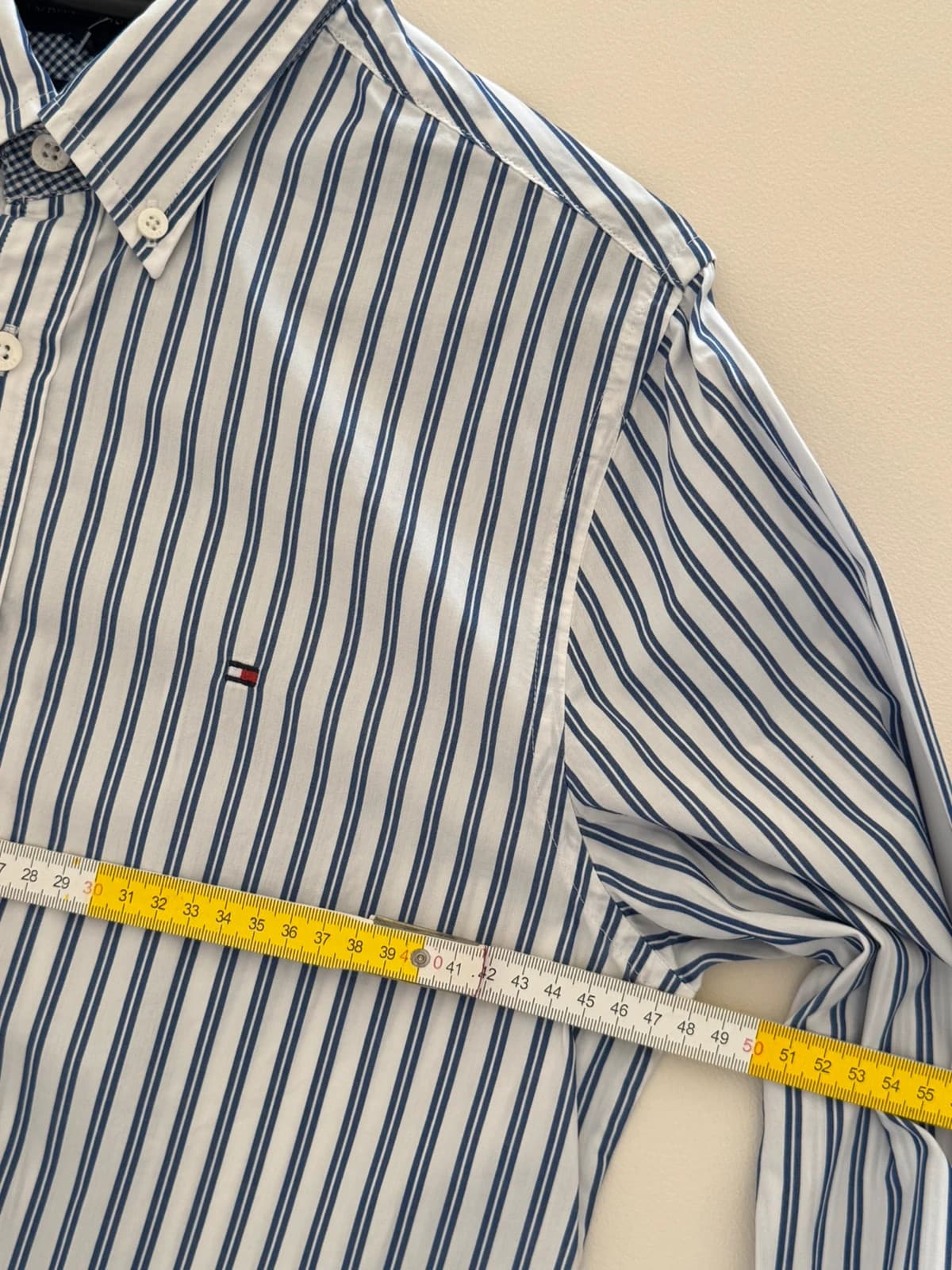 Camicia slim fit Tommy Hilfiger a righe bianco blu taglia S - SK260666 - Foto 8/9